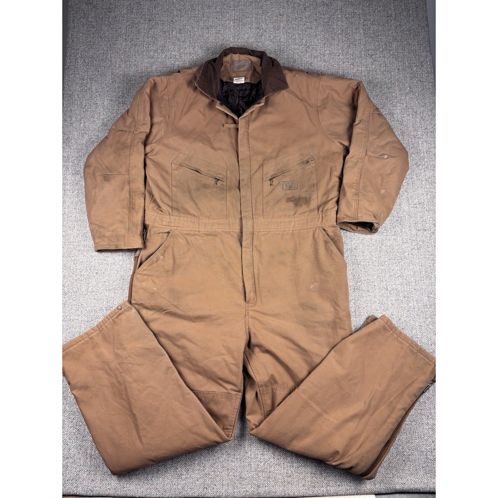 CE Schmidt Workwear Insulated Coveralls Brown Duck Canvas Jumpsuit VTG Sz XLR